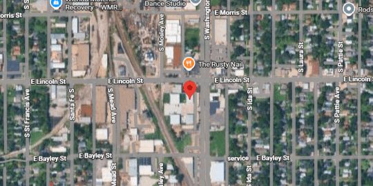 Static map image of No Zombies Roofing headquarters in Wichita KS